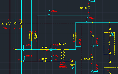 Schéma électrique en CAD créé avec le logiciel de conception électrique Elecdes